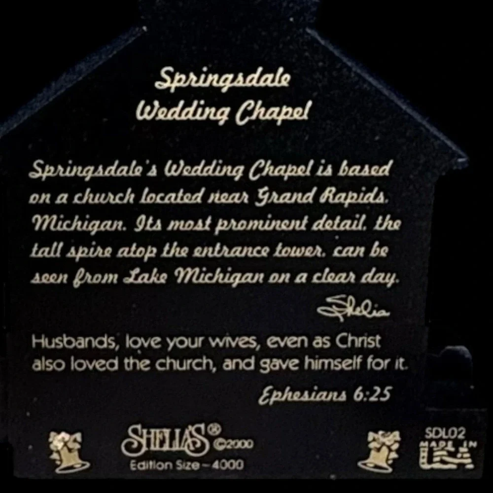 Springsdale Wedding Chapel Grand Rapids, MI‎ Shelia's Collectibles Wood 2000
